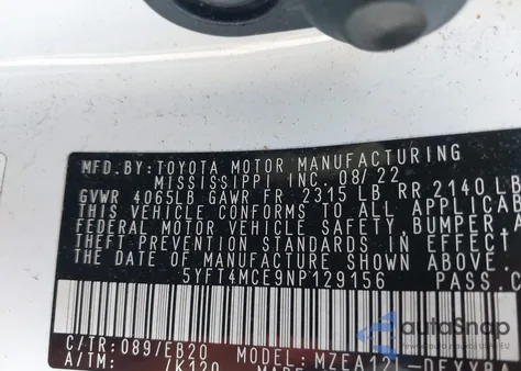 2022 Toyota Corolla Xse z USA, uszkodzony, nr VIN 5YFT4MCE9NP129156